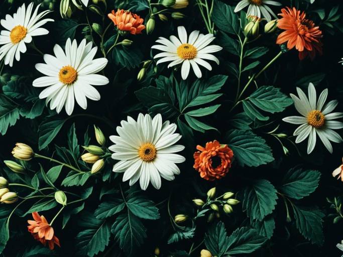 Vibrant Floral Wallpaper Close-Up Design