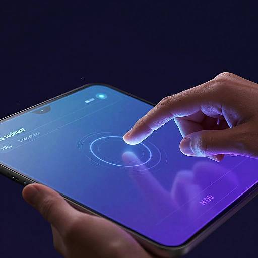 Hand Using Neon Age Filter UI