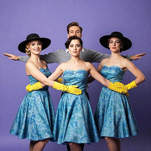 Vintage Dance Pose with Stylish Attire