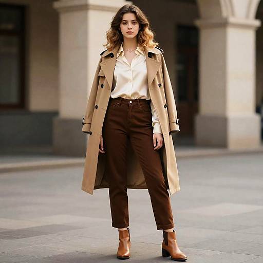 Teenage Girl in Trench Coat and Chinos