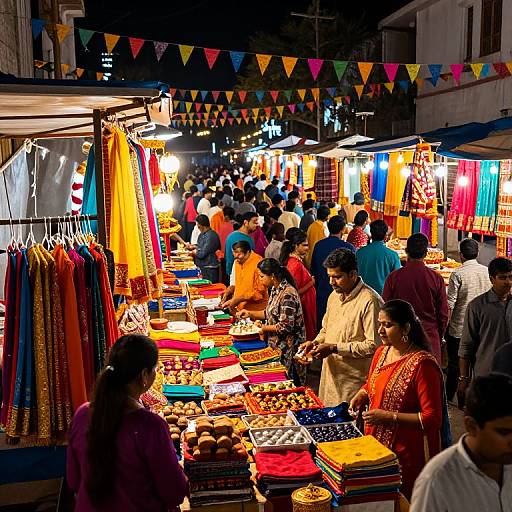 Vibrant Navratri Night Market Scene
