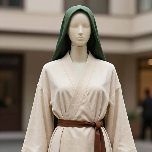 Mannequin in Beige Robe with Headpiece