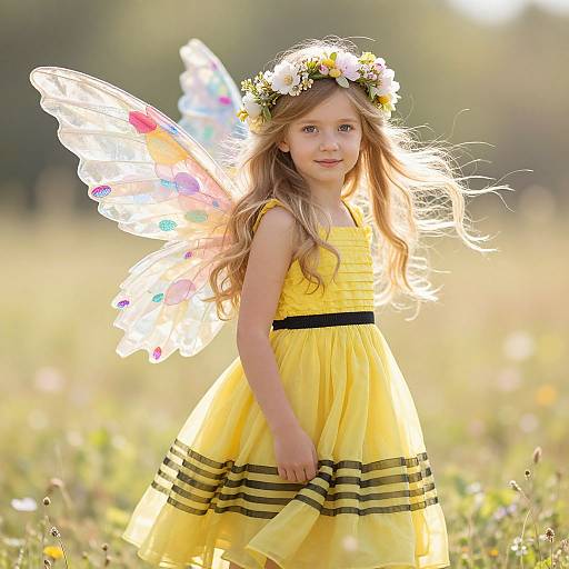 Ethereal Fairy Girl in Sunlit Meadow