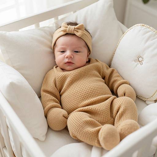 Peaceful Newborn in Honey-Beige Knit