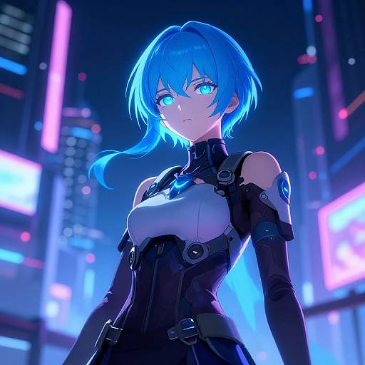 Anime Cyberpunk Character in Neon City