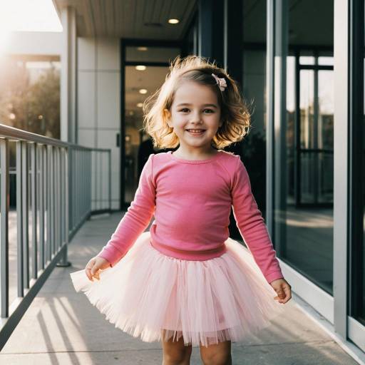 Smiling Toddler Girl in Pink Tutu Outdoors