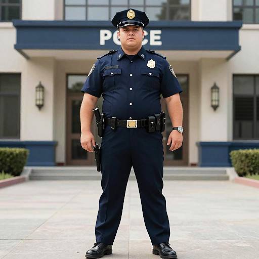 Plus Size Man in Police Uniform