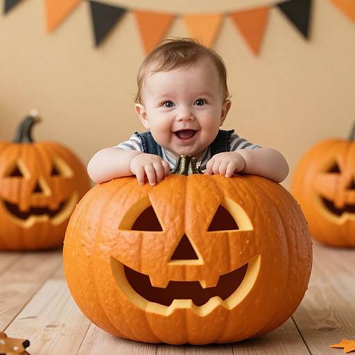 Adorable Baby Inside Pumpkin