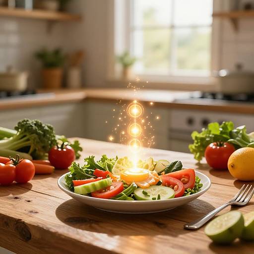 Glowing Calories Over Healthy Meal