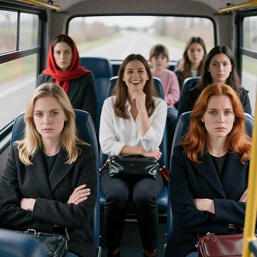 Candid Bus Scene with Diverse Passengers