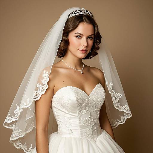 Elegant Bride in White Wedding Dress