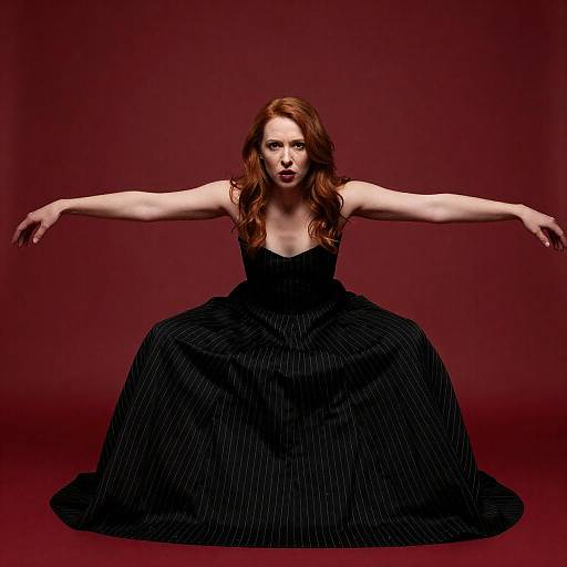 Dramatic Pose of Red-Haired Woman