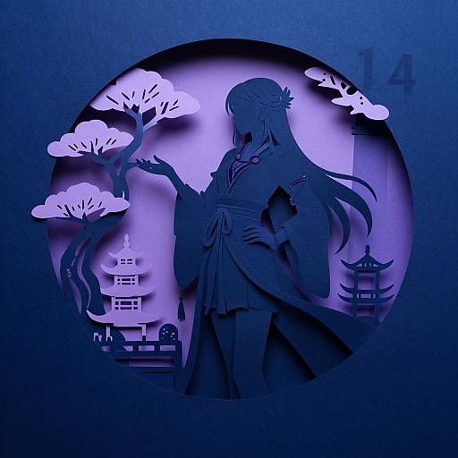 3D Papercut Gothic Bonsai Shadowbox