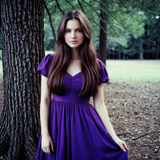Young Woman in Purple Dress Outdoors