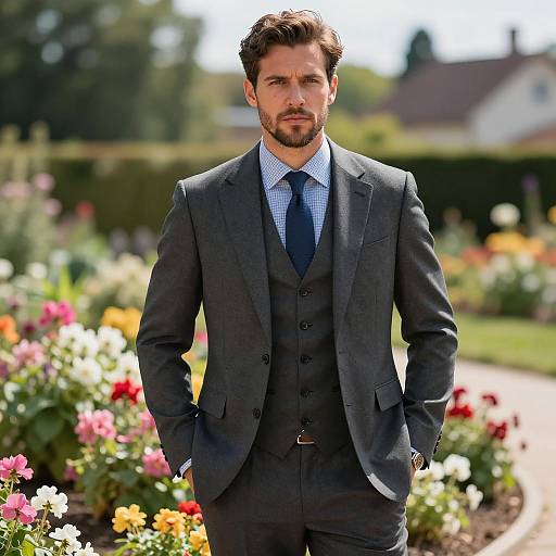 Handsome Man in Dapper Attire Outdoors