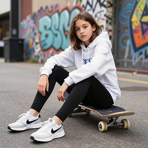 Teen Urban Style on Skateboard