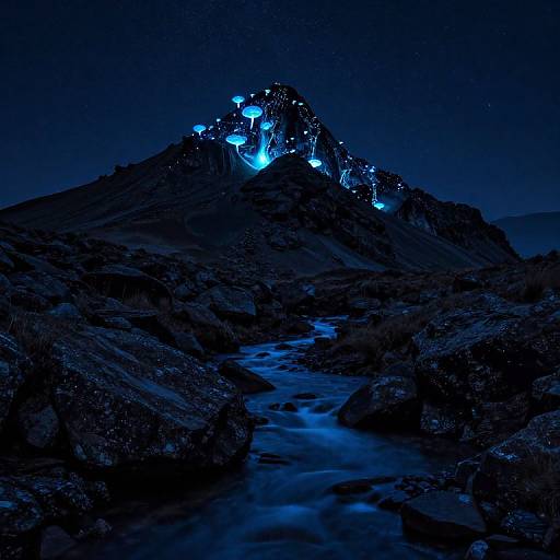 Ethereal Bioluminescent Fungi Landscape