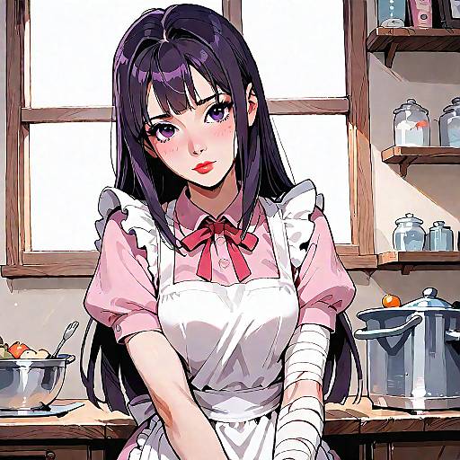 Nervous Girl with Bandaged Arm Indoors