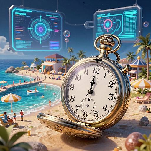 Hyper Realistic Time-Travel Seaside Scene