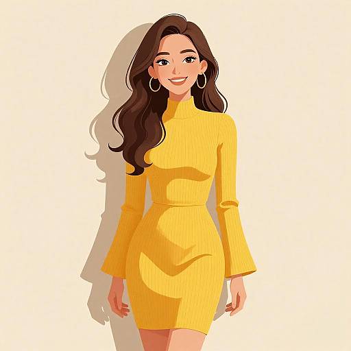 Chic Woman in Vibrant Yellow Dress