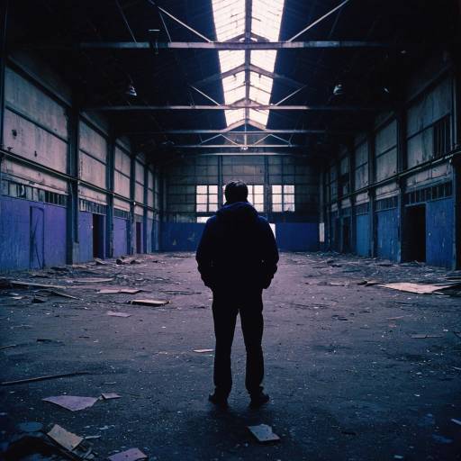 Solitary Photographer in Abandoned Warehouse