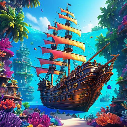 Pirate Ship in Underwater Kingdom