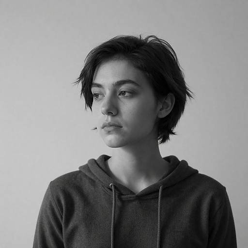 Pensive Young Woman in Hooded Shirt