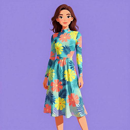 Tropical Print Swimsuit with Matching Skirt