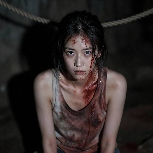 Intense Portrait of a Distressed Woman