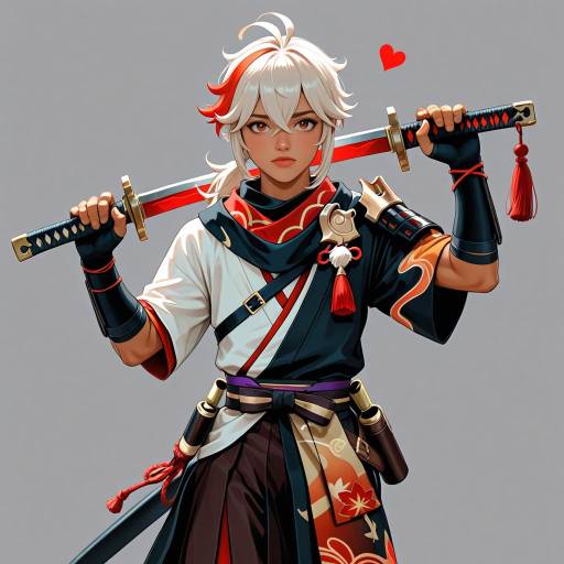 Kazuha in Action with Male Companions