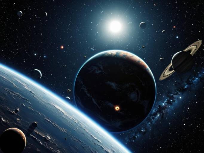 Vibrant Cosmic Wallpaper with Planets