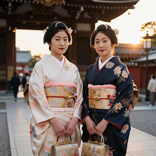 Elegant Japanese Women in Historical Kimonos