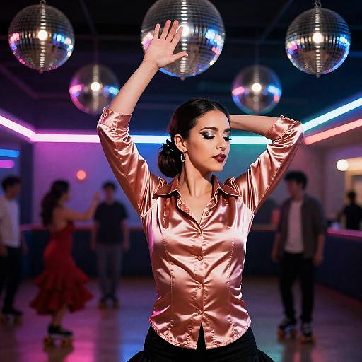 Flamenco in Rose-Gold Disco Satin