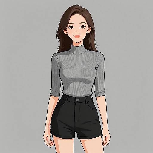Smiling Woman in Minimalist Outfit