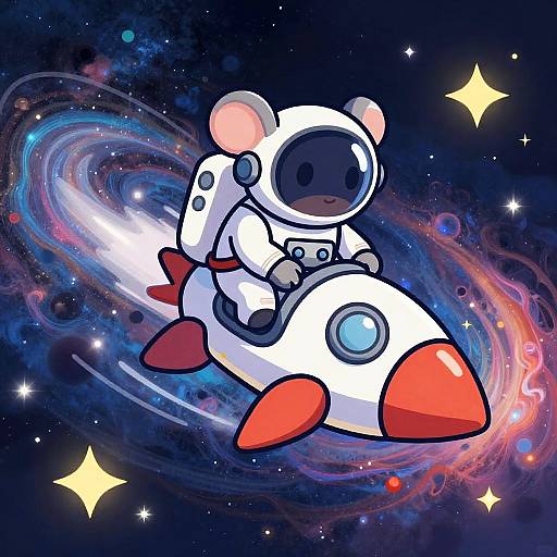 Whimsical Rat Astronaut in Neon Nebula