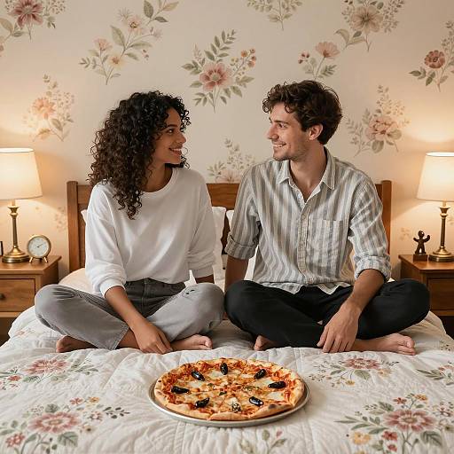 Cozy Couple's Evening on the Bed