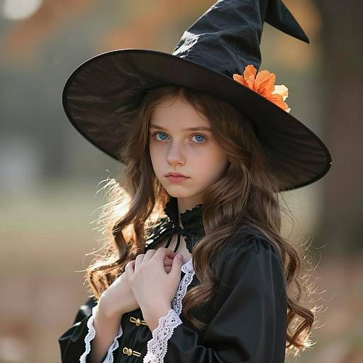 Photorealistic Young Witch Costume Portrait