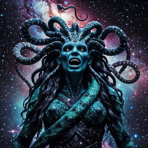 Gorgon with Snakes in Galaxy