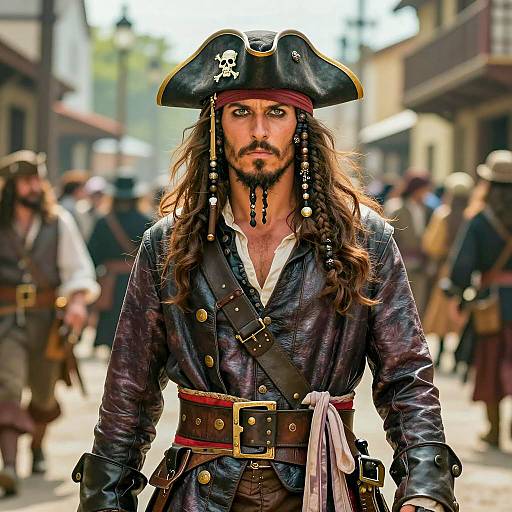 Trendy Male Pirate in Colonial Setting