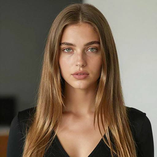 Portrait of Young Woman with Long Hair