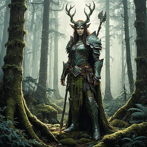 Forest Guardian in Moss and Bark Armor