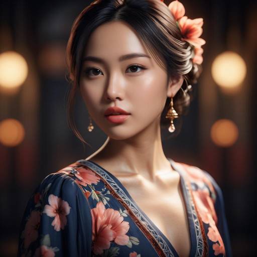 Exquisite Femme Fatale in Floral Elegance