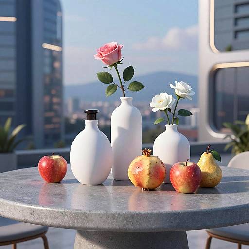 Futuristic Still-Life on Concrete Table