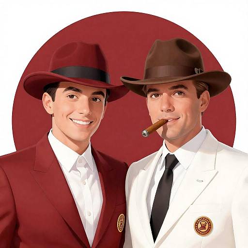 Smiling Men in Colorful Hats Illustration