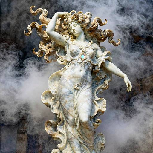 Haunting Living Statue in Fog