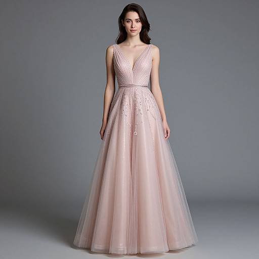 Elegant Pink A-Line Tulle Evening Dress