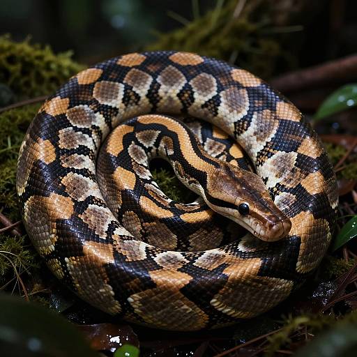 Close-Up Blood Python in Jungle