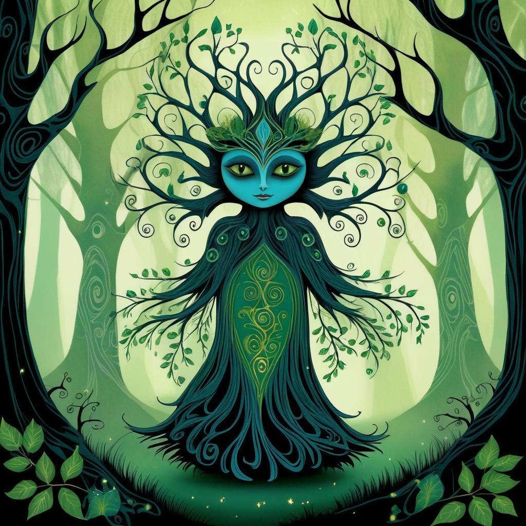 Whimsical Ancient Tree Spirit Illustration