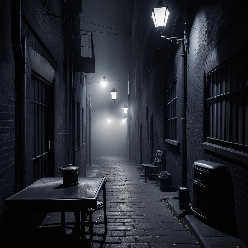 Noir Alleyway with Telephone at Night