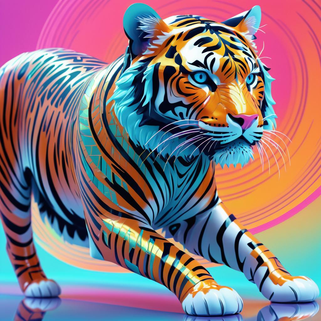 Futuristic Tiger in Vibrant Colors